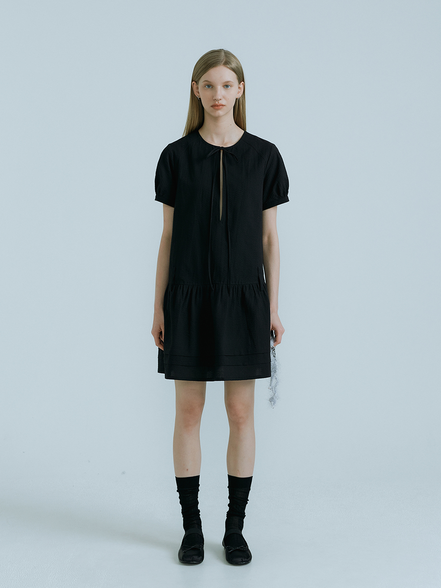 Double Belt Loops Mini Dress (Black)
