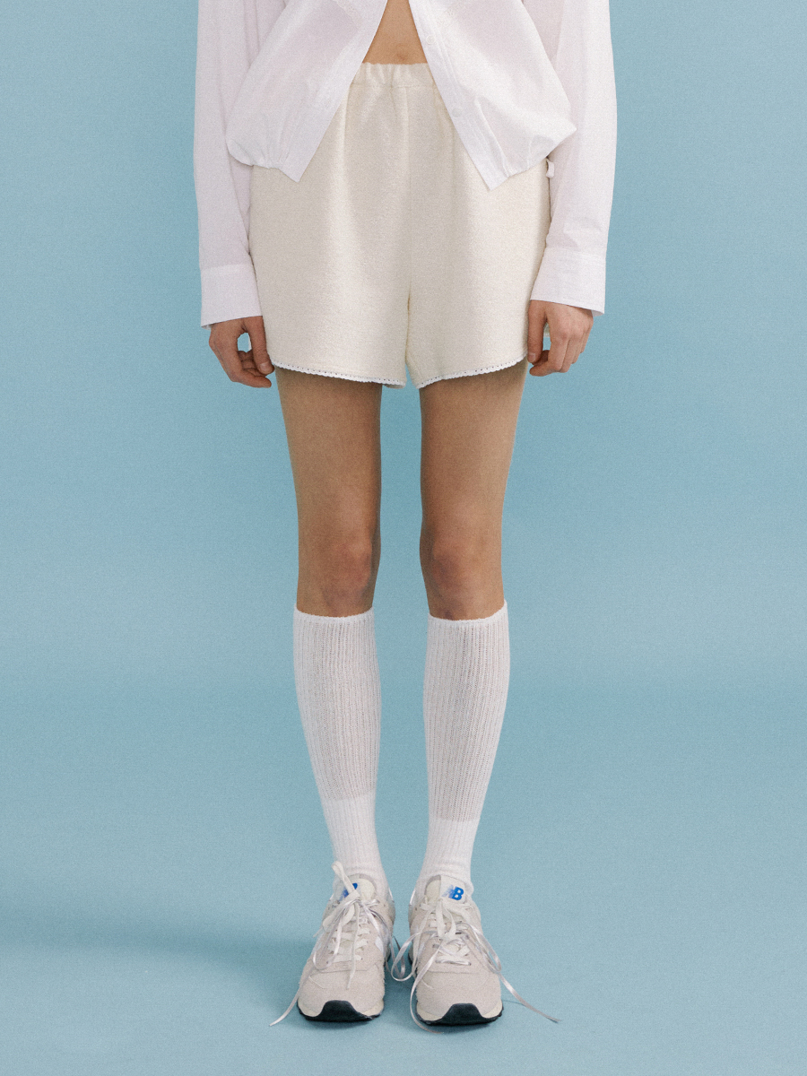 Spring Lace Tweed Shorts (Ivory)